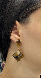 Brinco Banhado a ouro 18k de Olho De Tigre