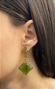Brinco Banhado a ouro 18k de Zircônia Verde