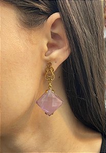 Brinco Banhado a ouro 18k de Ametista