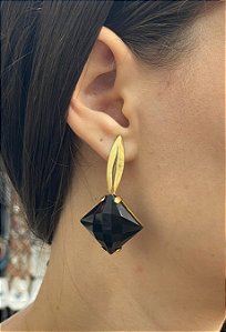 Brinco Banhado a ouro 18k de Ônix