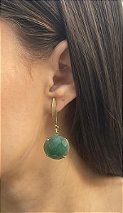 Brinco Banhado a ouro 18k de Quartzo Verde