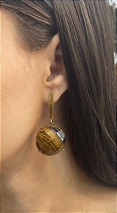 Brinco Banhado a ouro 18k de Olho De Tigre