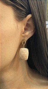 Brinco Banhado a ouro 18k de Amazonita Bege