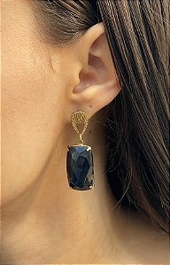 Brinco Banhado a ouro 18k de Ônix