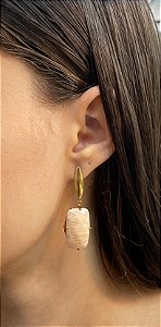 Brinco Banhado a ouro 18k de Amazonita Bege