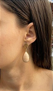 Brinco Banhado a ouro 18k de Amazonita Bege