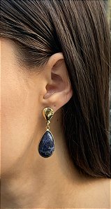 Brinco Banhado a ouro 18k de Sodalita