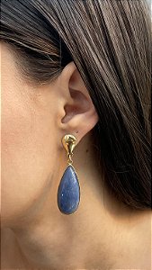 Brinco Banhado a ouro 18k de Quartzo Azul