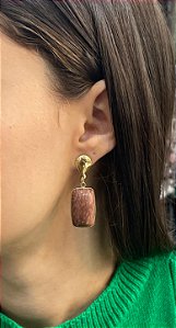 Brinco Banhado a ouro 18k de Quartzo Goiaba