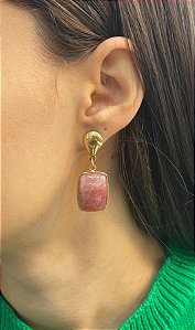 Brinco Banhado a ouro 18k de Quartzo Goiaba