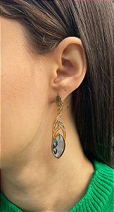 Brinco Banhado a ouro 18k de Zircônia Azul