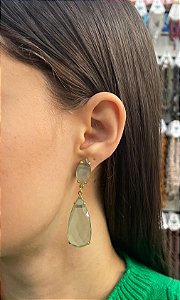 Brinco Banhado a ouro 18k de Prasiolita