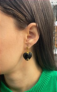 Brinco Banhado a ouro 18k de Ônix