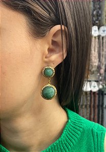 Brinco Banhado a ouro 18k de Quartzo Verde