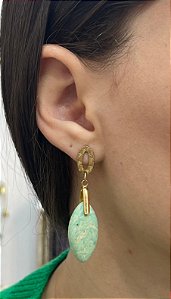 Brinco Banhado a ouro 18k de Amazonita