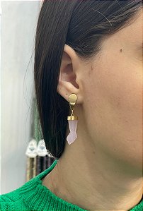 Brinco Banhado a ouro 18k de Quartzo Rosa