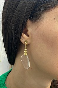 Brinco Banhado a ouro 18k de Cristal