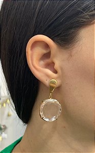 Brinco Banhado a ouro 18k de Cristal