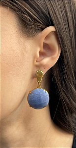 Brinco Banhado a ouro 18k de Quartzo Azul