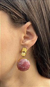 Brinco Banhado a ouro 18k de Quartzo Goiaba