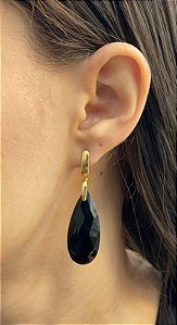 Brinco Banhado a ouro 18k de Ônix