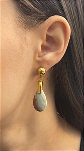 Brinco Banhado a ouro 18k de Jaspe