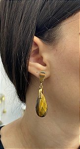Brinco Banhado a ouro 18k de Olho De Tigre
