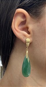Brinco Banhado a ouro 18k de Quartzo Verde
