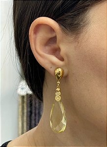 Brinco Banhado a ouro 18k de Citrino
