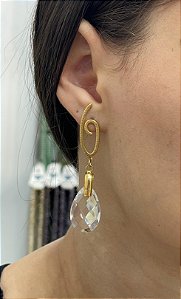 Brinco Banhado a ouro 18k de Cristal