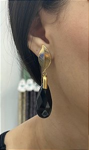Brinco Banhado a ouro 18k de Ônix