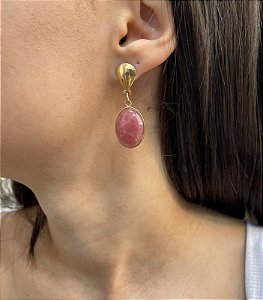 Brinco Banhado a ouro 18k de Quartzo Goiaba