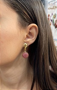 Brinco Banhado a ouro 18k de Quartzo Goiaba
