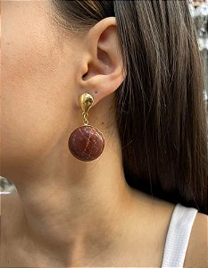 Brinco Banhado a ouro 18k de Quartzo Goiaba