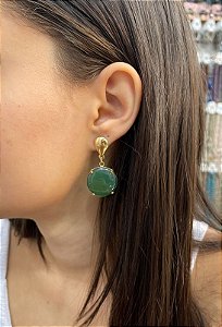 Brinco Banhado a ouro 18k de Quartzo Verde