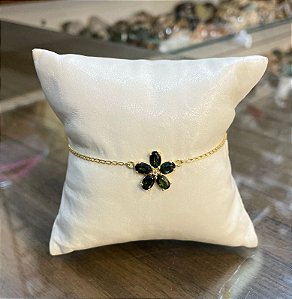 Pulseira Banhada a ouro 18k de Turmalina Verde.