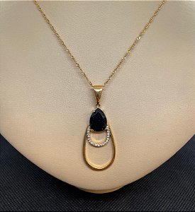 Pingente Banhado à ouro 18 K de Pedra Estrela Luxo