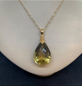 Pingente Banhado à ouro 18 K de Pedra Green Gold