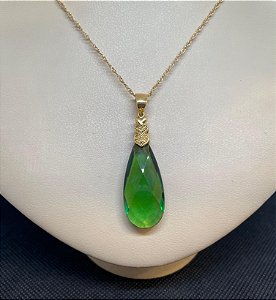 Pingente Banhado à ouro 18 K de Pedra Zircônia Verde
