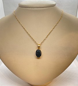 Pingente Banhado à ouro 18K de Pedra Ônix