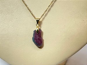 Pingente Banhado à ouro 18K de Pedra Turmalina Paraíba Placa