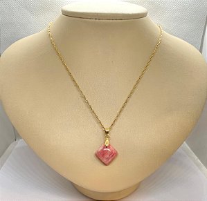 Pingente Banhado à ouro 18K de Pedra Rodocrozita