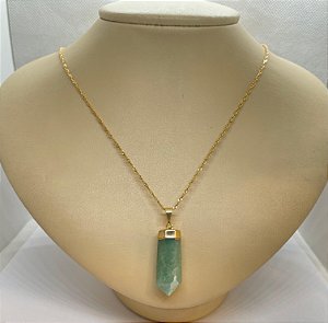 Pingente Banhado à ouro 18K de Pedra Quartzo Verde