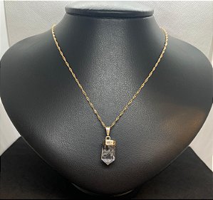 Pingente Banhado à ouro 18K de Pedra Cristal