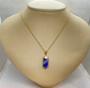 Pingente Banhado à ouro 18K de Pedra Ágata Roxa
