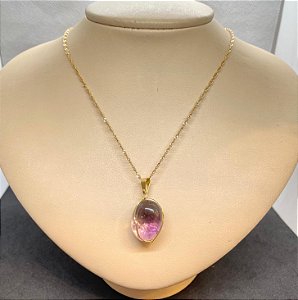 Pingente Banhado à ouro 18K de Pedra Ametista