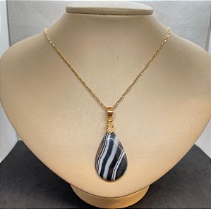 Pingente Banhado à ouro 18K de Pedra Ágata