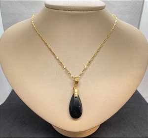 Nome: Pingente Banhado à ouro 18K de Pedra Ônix