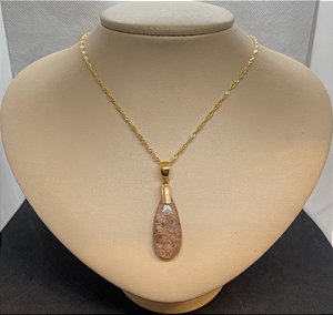 Pingente Banhado à ouro 18K de Pedra Lodolita