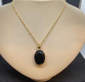 Pingente Banhado à ouro 18K de Pedra Ônix